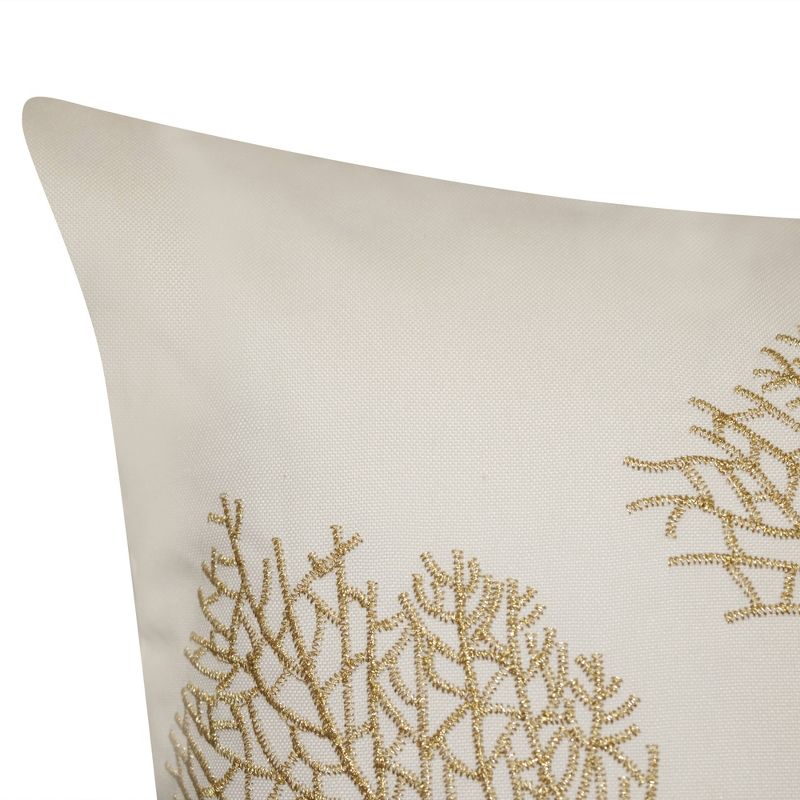 18" x 18" Embroidered Printed Coral Patio Throw Pillow - Edie@Home