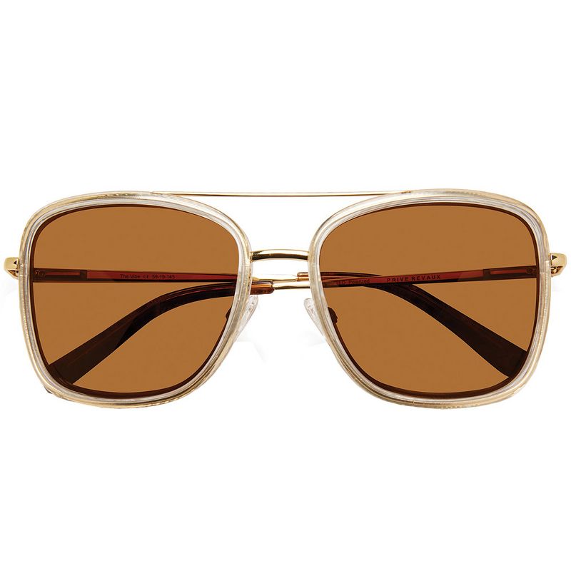Priv'e Revaux The Vibe  Unisex Square Polarized Sunglasses Champagne Gold 59mm