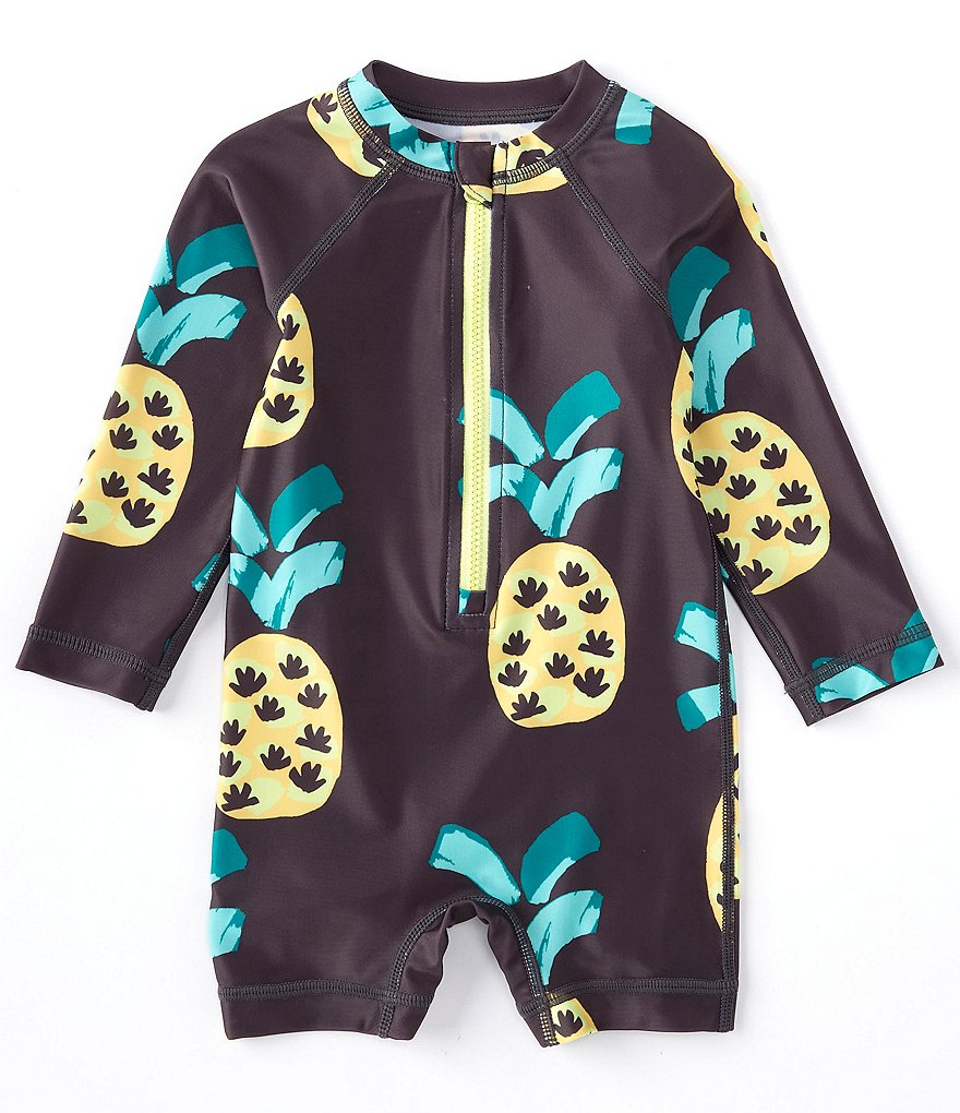 Tea Collection Baby Boys 3-24 Months Long-Sleeve Pineapple Print Rashguard Swimsuit
