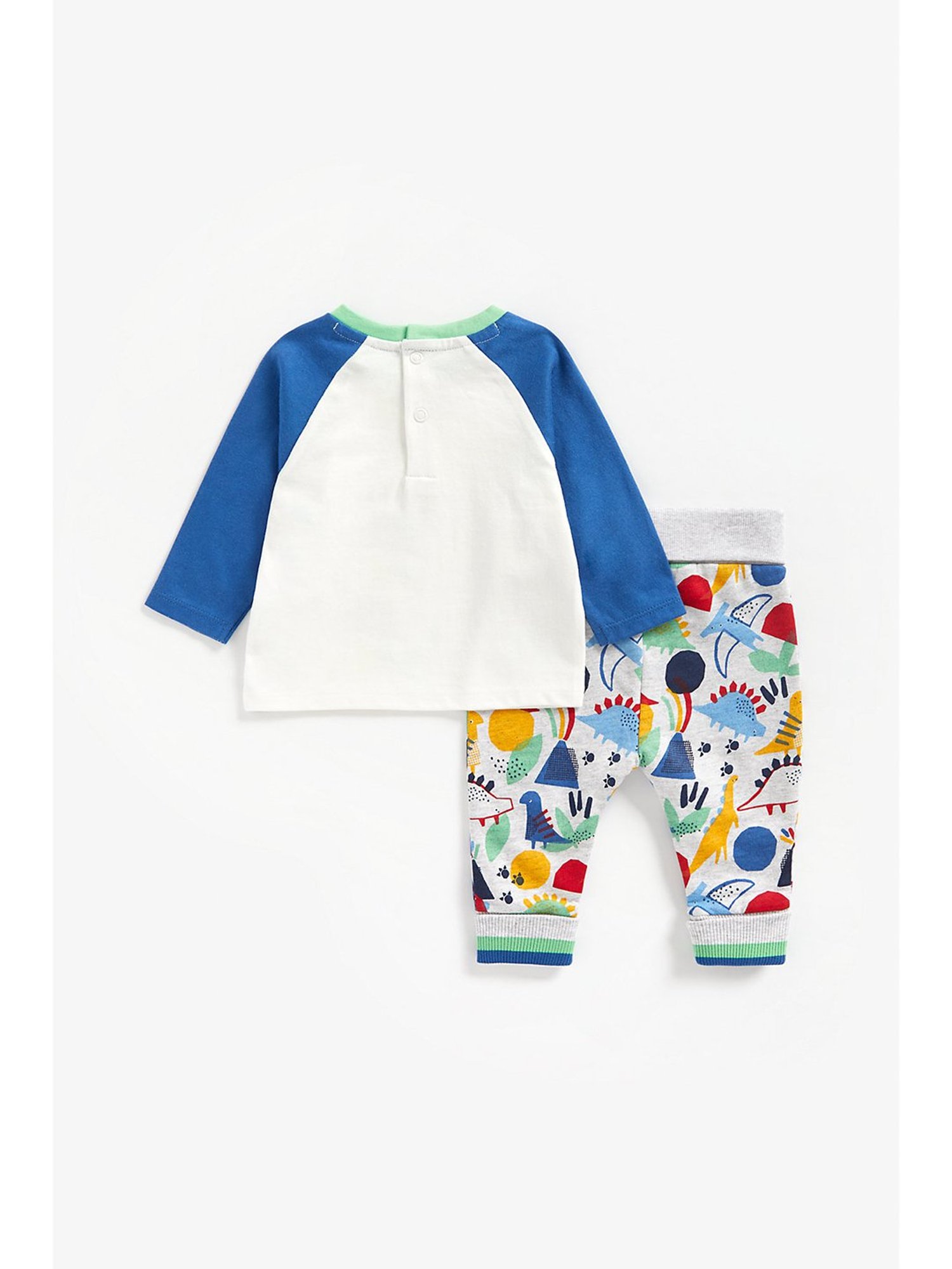 Mothercare Kids White & Grey Printed Full Sleeves T-Shirt with Joggers
