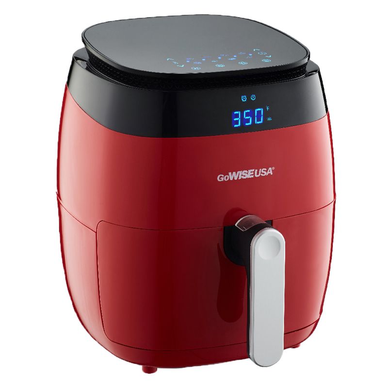 GoWISE USA GW22826-S 1500 Watt 5 Quart Digital Touchscreen Countertop Air Fryer with 8 Preset, Red