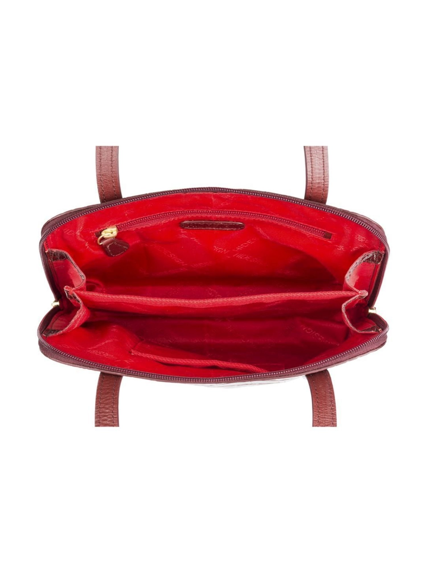 Hidesign Red Textured Medium Handbag