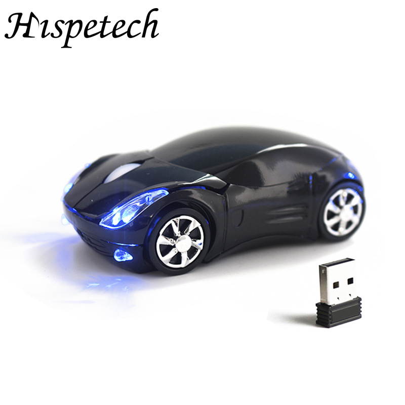 HISPETECH 1200DPI 2.4G Mini Wireless Mouse Car Shaped Mouse USB Portable Optical Mice LED Light for PC Laptop Computer Home Office