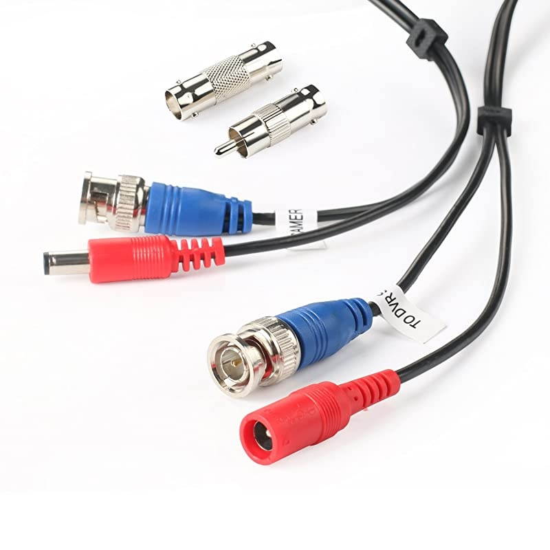4Pack 65Feet BNC Vedio Power Cable Pre-Made Al-in-One Camera Video BNC Cable Wire Cord for Surveillance CCTV Security System with Connectors(BNC Female and BNC to RCA)