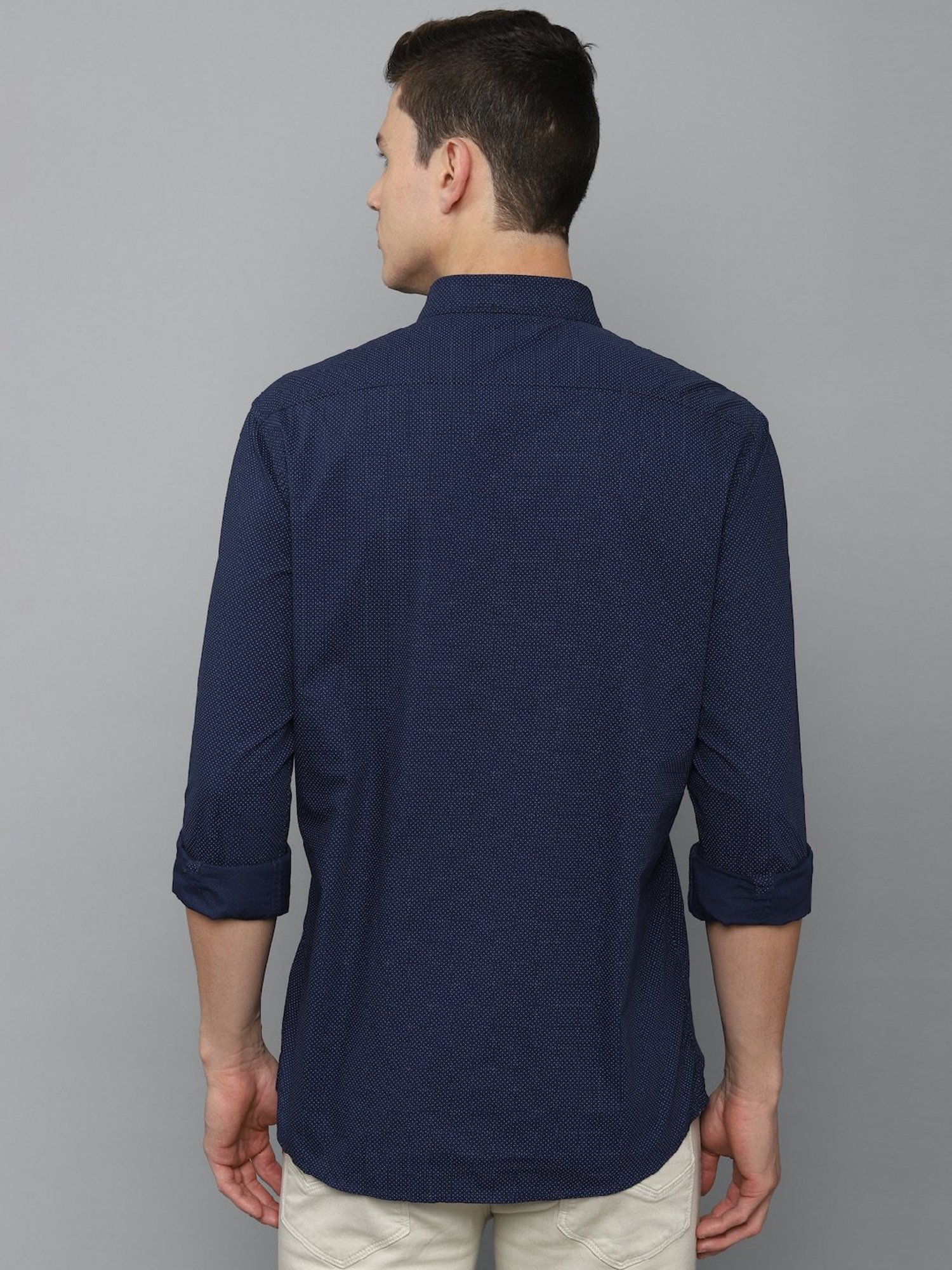 Louis Philippe Sport Navy Slim Fit Printed Cotton Shirt