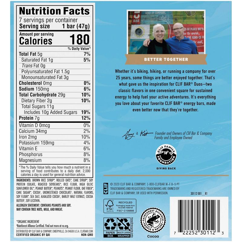 Clif Bar Duos Chocolate Brownie and Crunchy Peanut Butter - 11.6oz