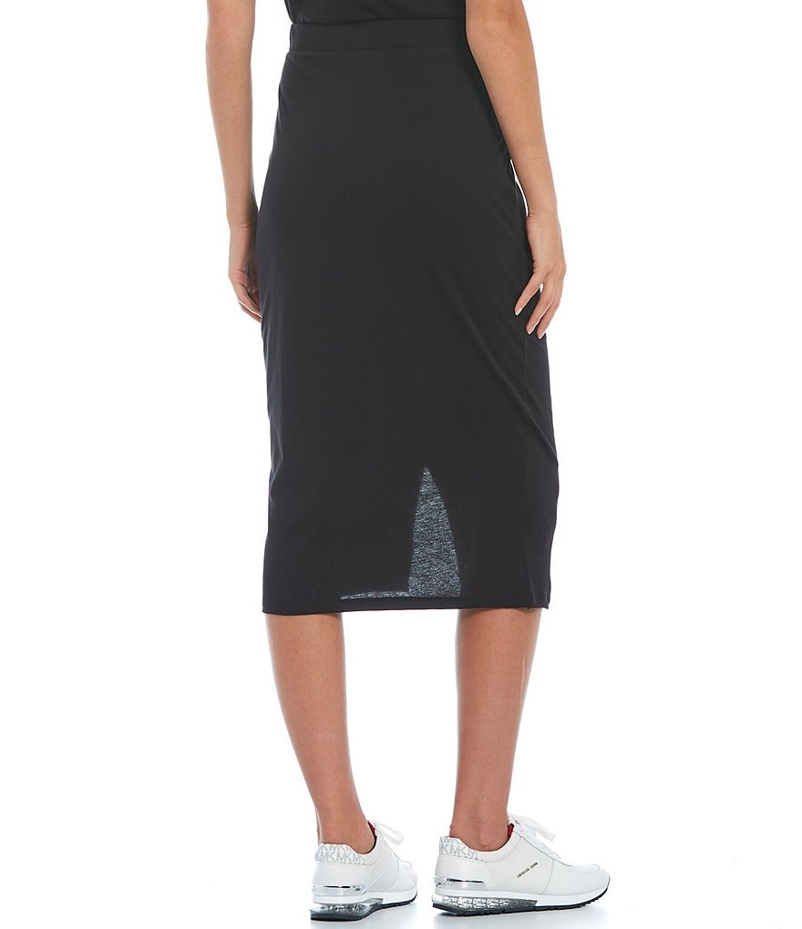 MICHAEL Michael Kors Logo Tape Trim Faux Wrap Pull-On Knit Jersey Skirt