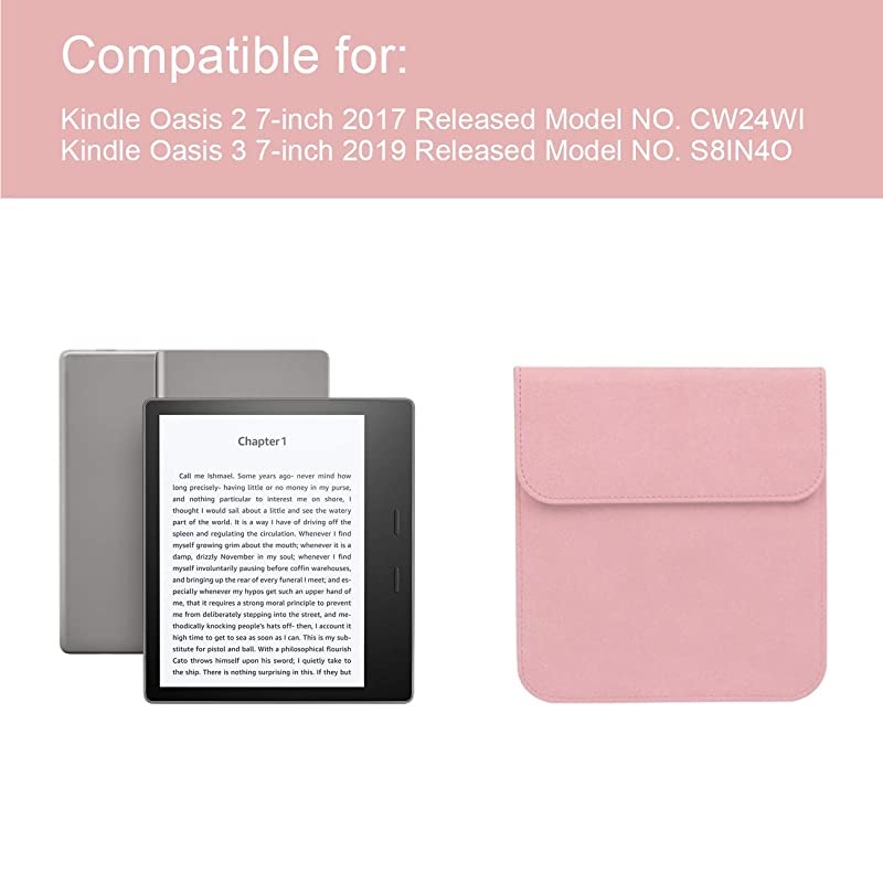 7 Kindle Sleeve for Kindle Oasis Protective Insert Sleeve Case Cover Bag Fits Kindle Oasis 10th Generation 2019 9th Generation 2017 Pink