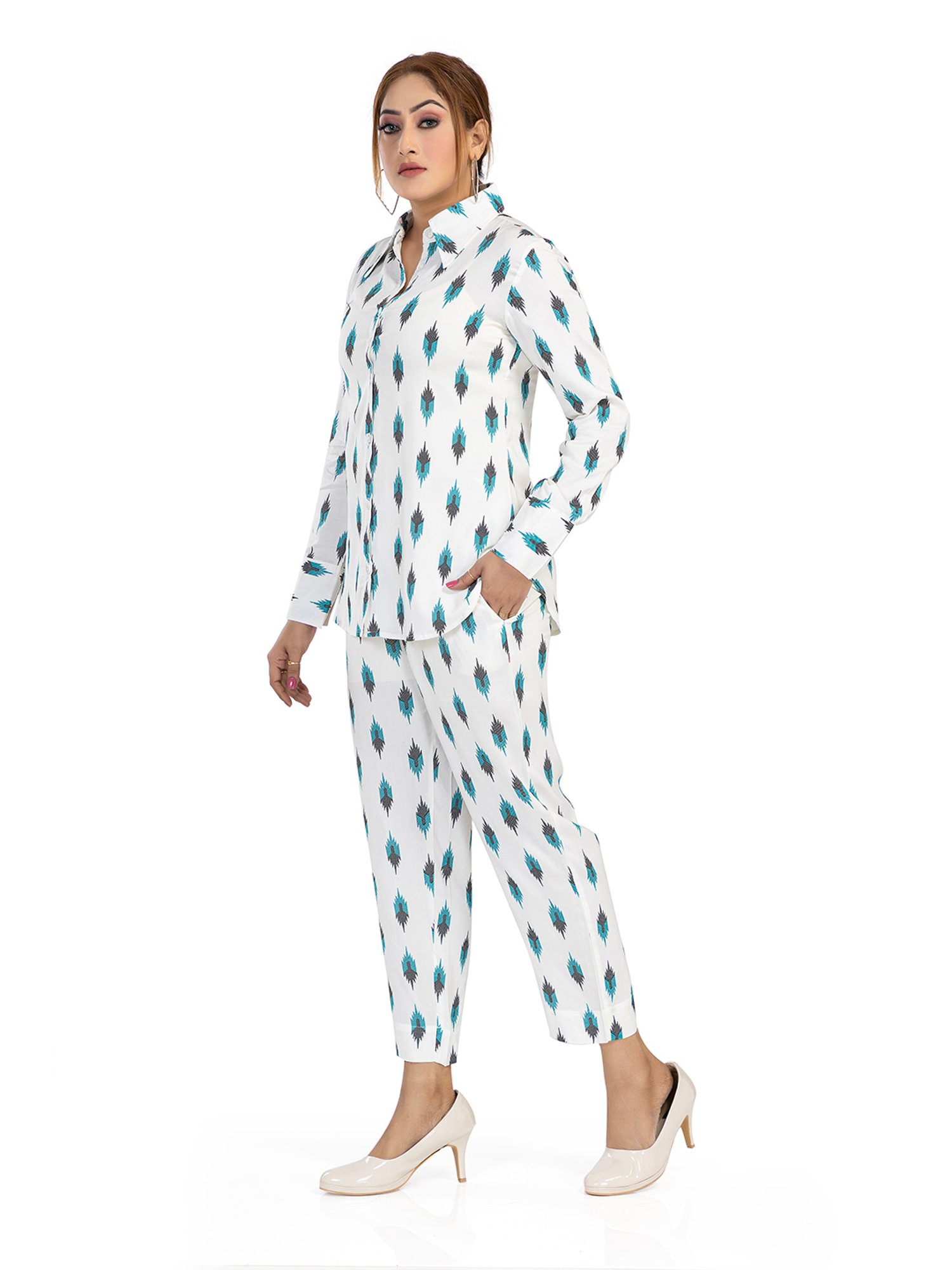 Nino Bambino White Printed Shirt With Pants