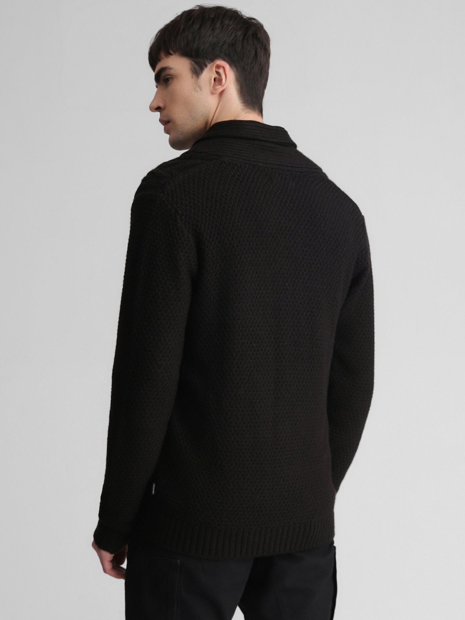 Jack & Jones Black Slim Fit Shawl Collar Cardigan