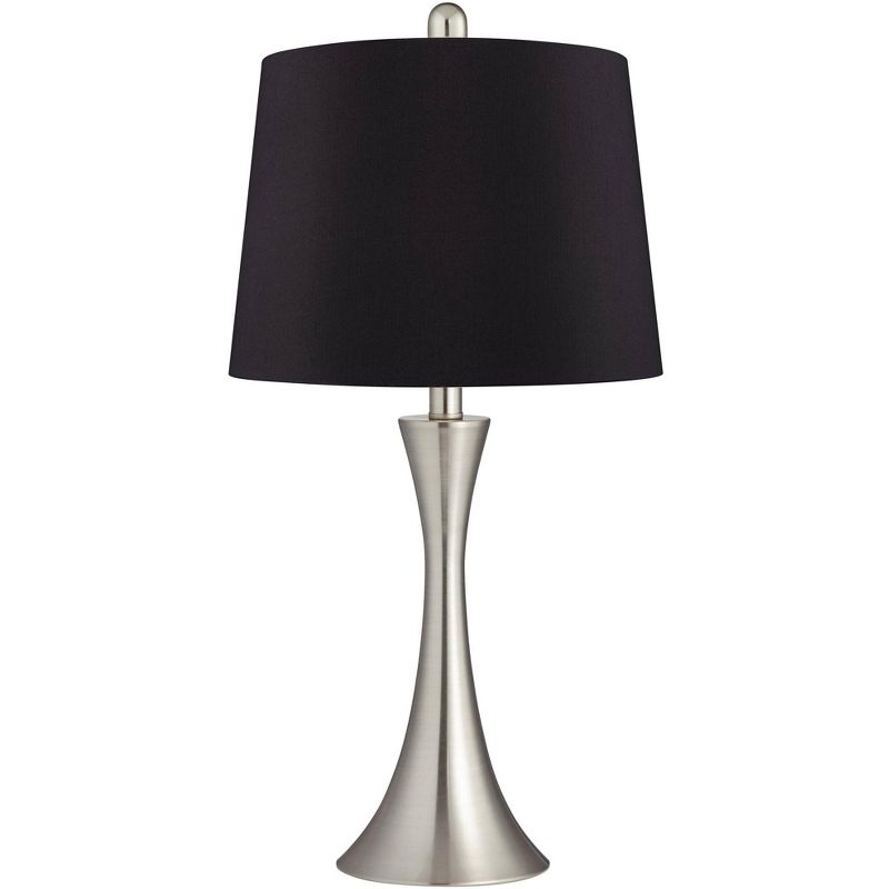 360 Lighting Gerson Brushed Nickel LED Black Shade Table Lamps Set of 2