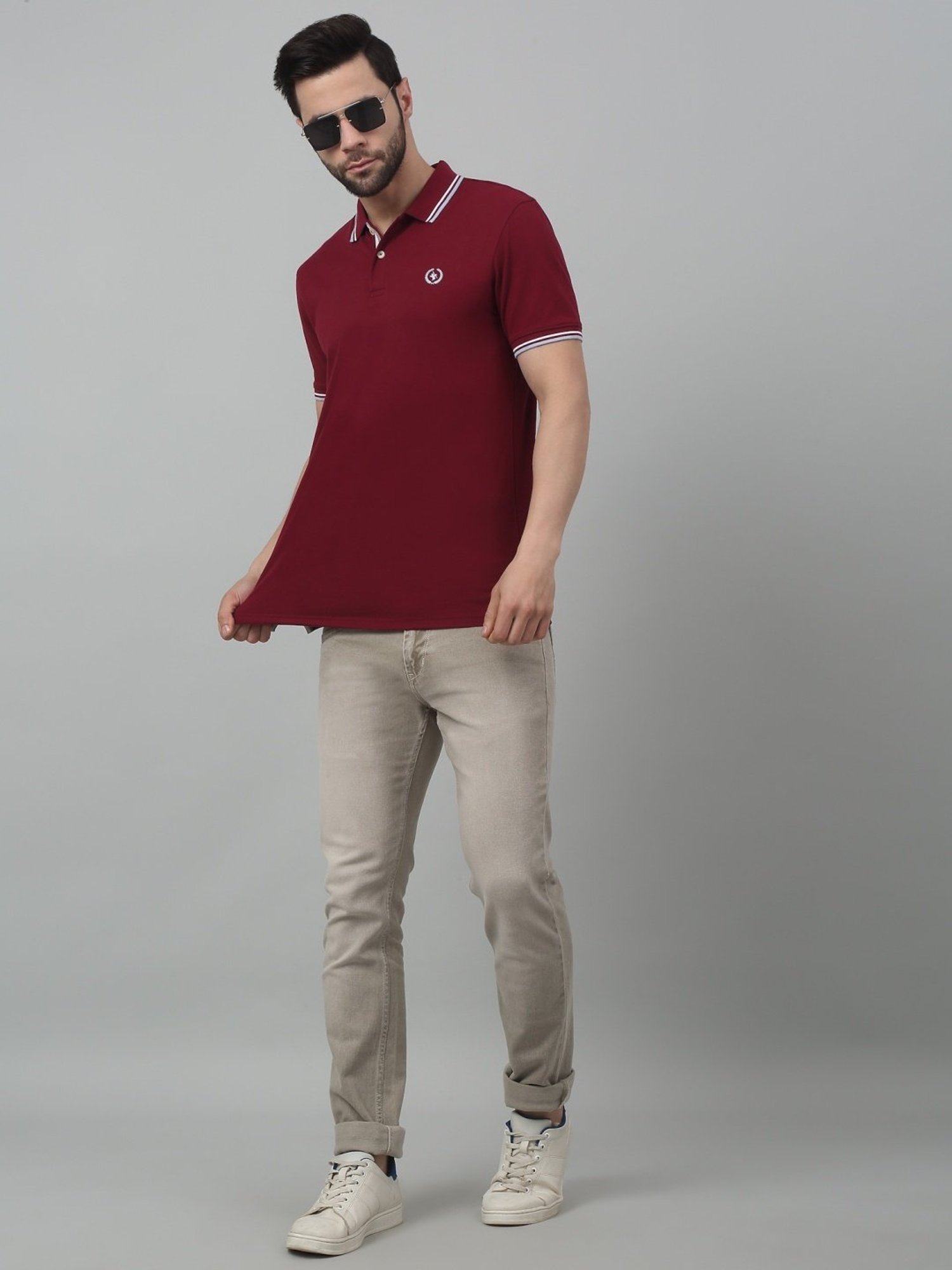 Cantabil Maroon Regular Fit Polo T-Shirt