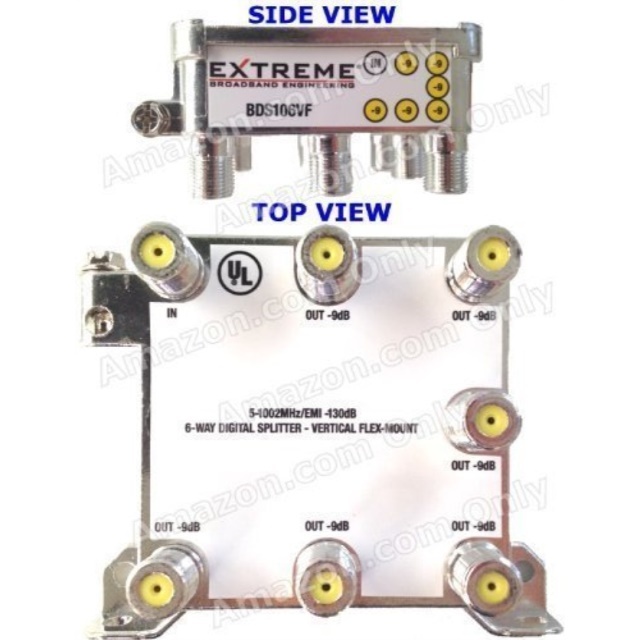 EXTREME 6 WAY BALANCED HD DIGITAL 1GHz HIGH PERFORMANCE COAX CABLE SPLITTER - BDS106VF by Extreme