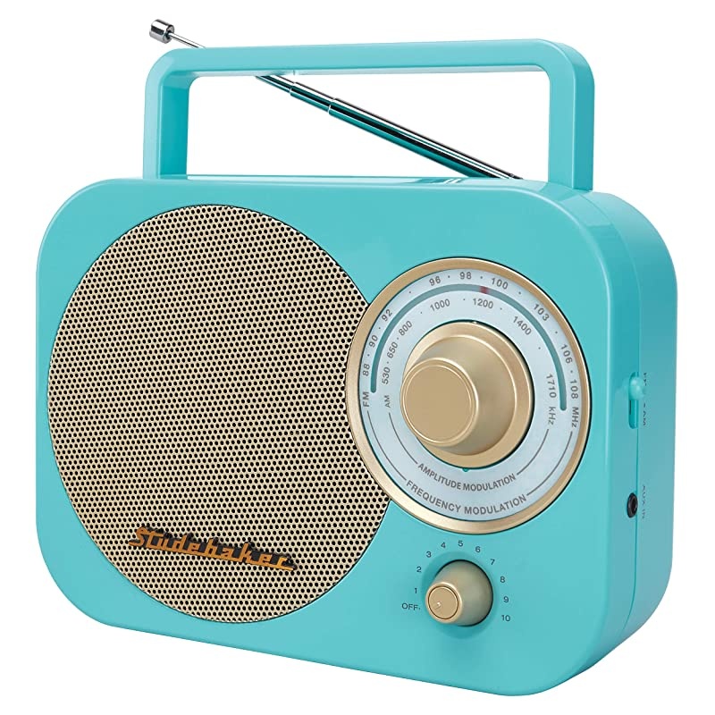 SB2000TG TurquoiseGold Retro Classic Portable AMFM Radio with Aux Input Limited Edition