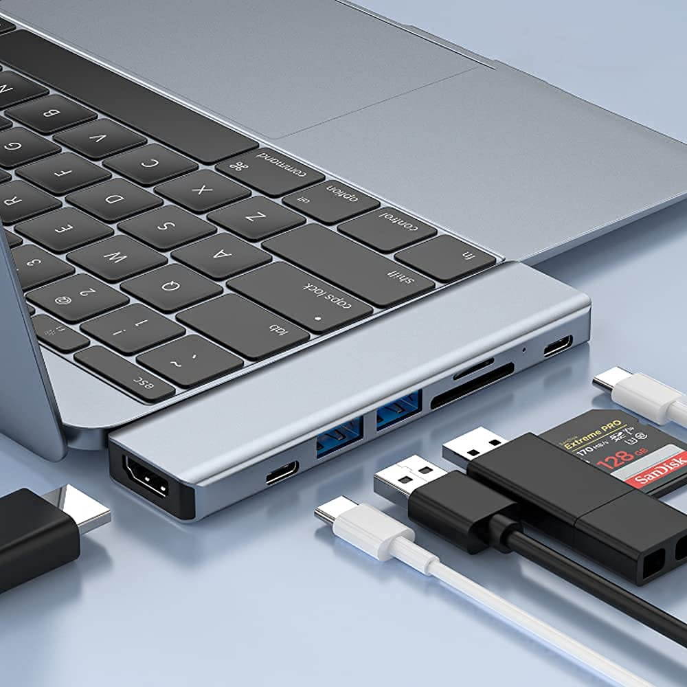 USB C Hub for MacBook, PowerExpand Direct 7-in-2 USB C Adapter Compatible with Thunderbolt 3 USB C Port, 100W Power Delivery, 4K HDMI, USB C and 2 USB A Data Ports, SD and microSD Card Reader