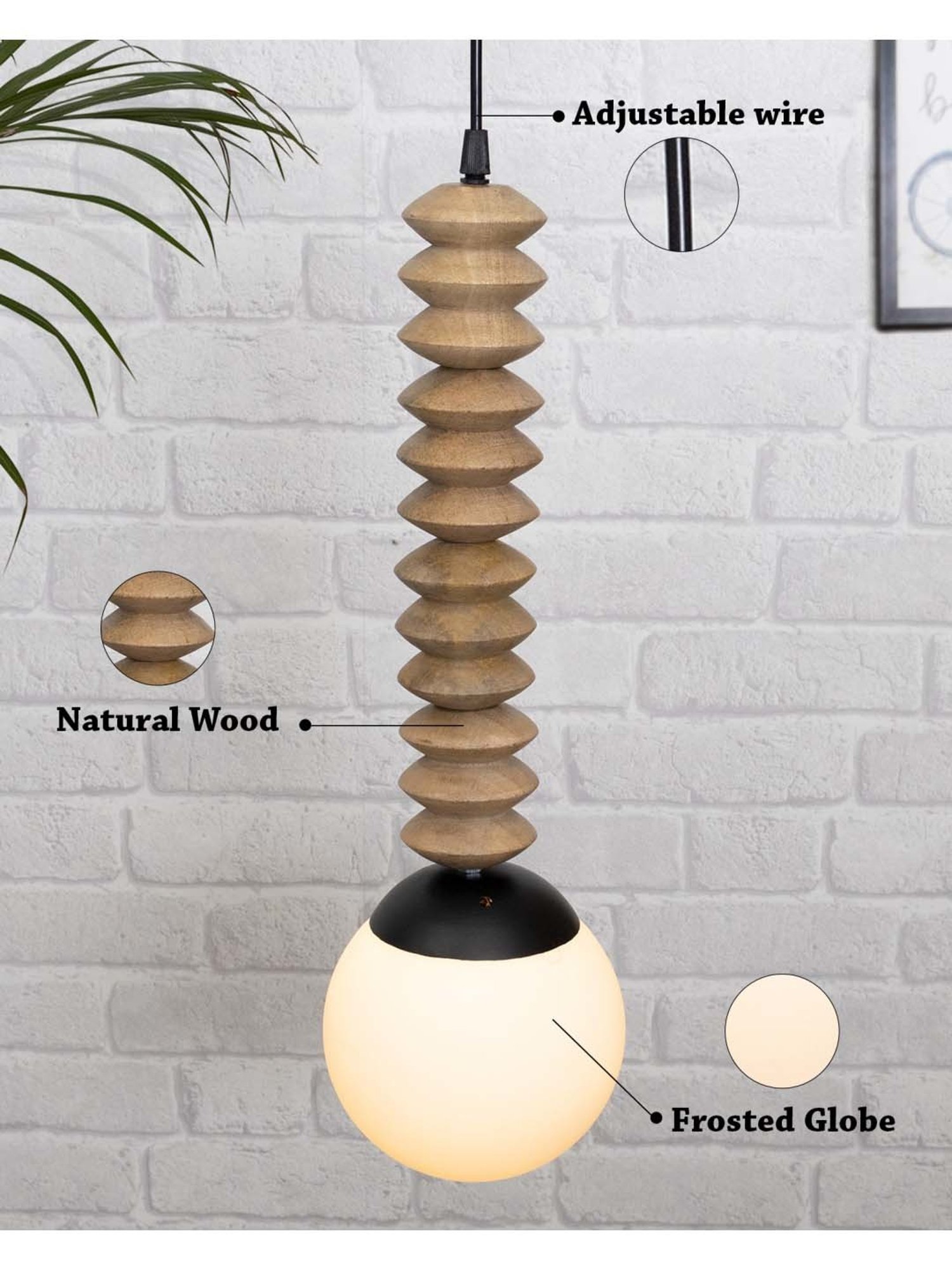 Homesake Beaded Swag Beige Wood Spiral-Shaped Pendant Ceiling Hanging Light