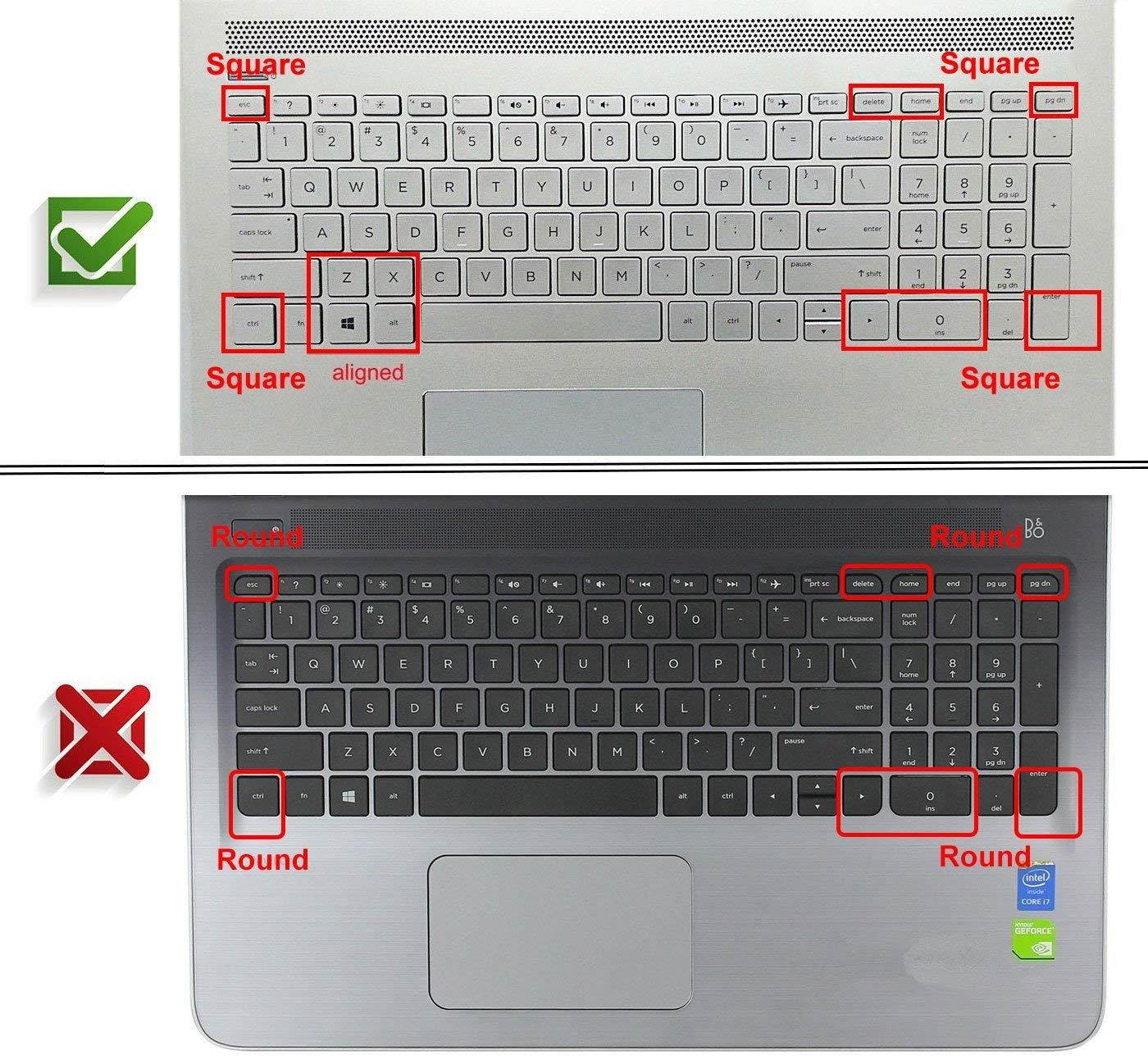 Keyboard Cover Skin for 15.6" HP Pavilion x360 15-BR075NR,Envy X360 15M-BP012DX 15M-BP011DX 15M-BQ021DX, Pavilion 15-CB010NR 15-CB071NR 15-CC010NR 15-CC020NR, 17.3" HP Envy 17M(Rainbow+Clear)