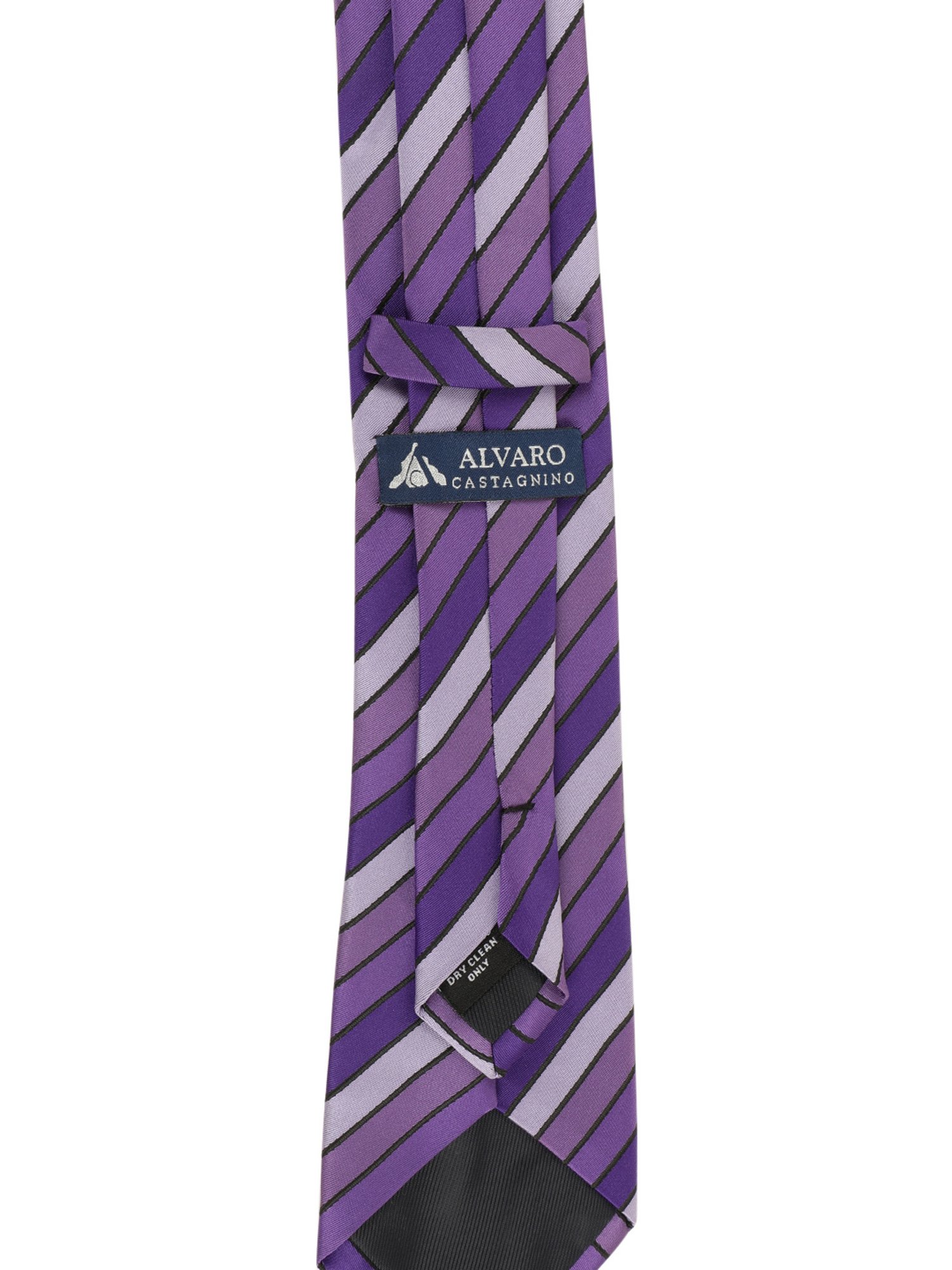 Alvaro Castagnino Striped Purple & Black Necktie