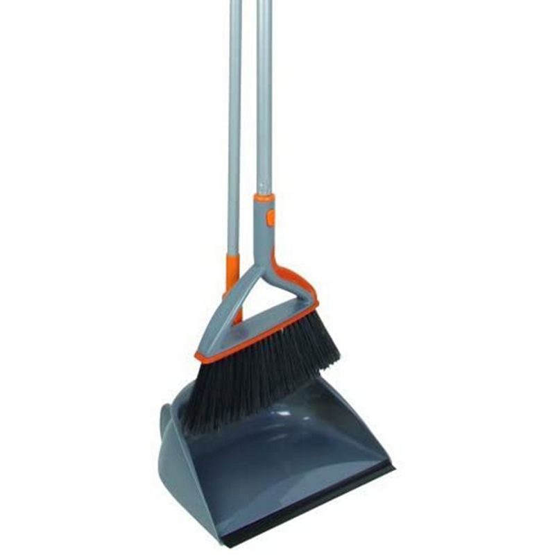 Casabella Upright Broom and Dustpan Set with Detachable Handles Sweeper Tool with Rubber Bumper for Cleaning and Sweeping Home Floors