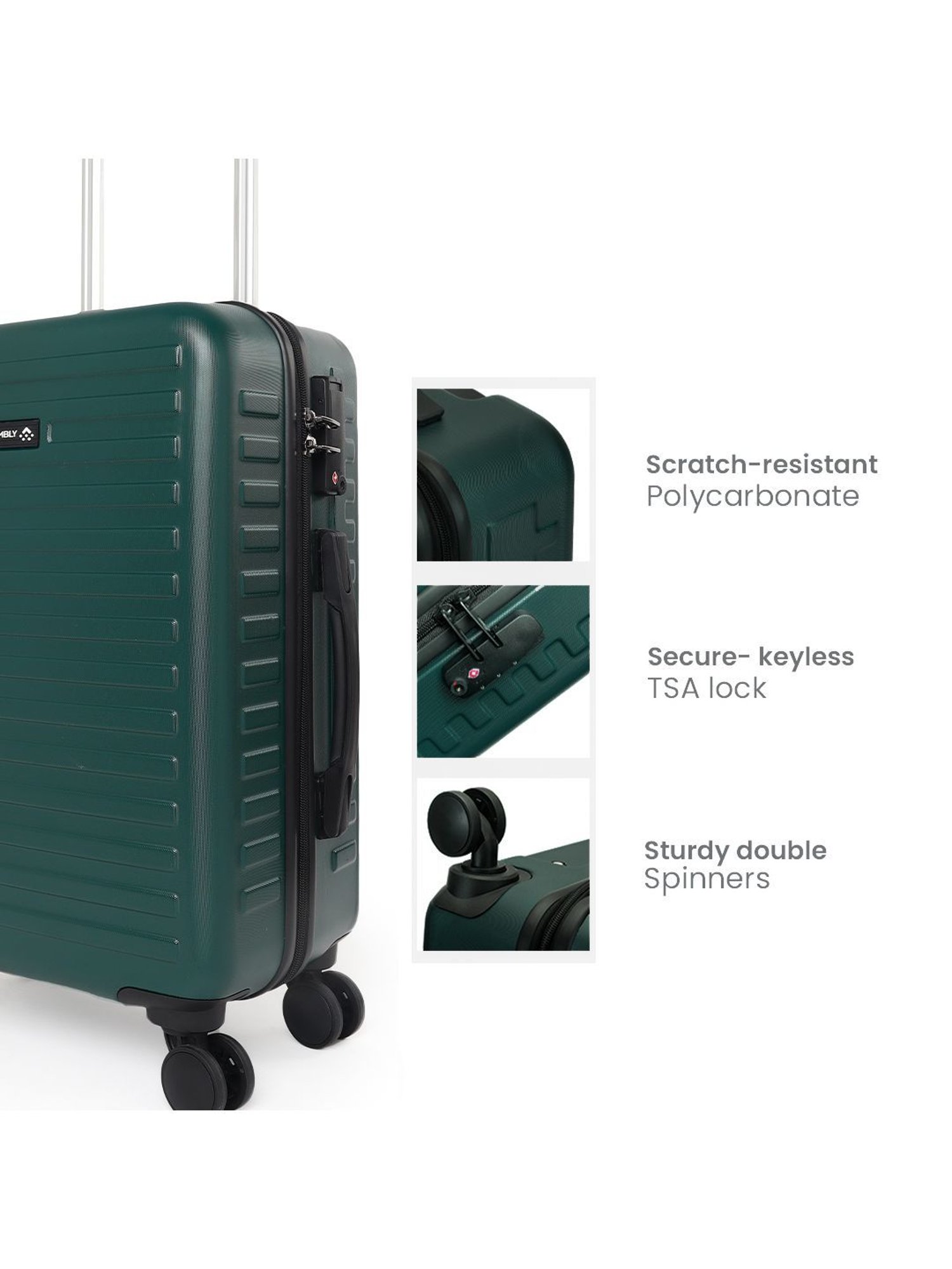 Assembly Green Textured Trolley Bag Pack of 2 - 20 inch & 24 inch