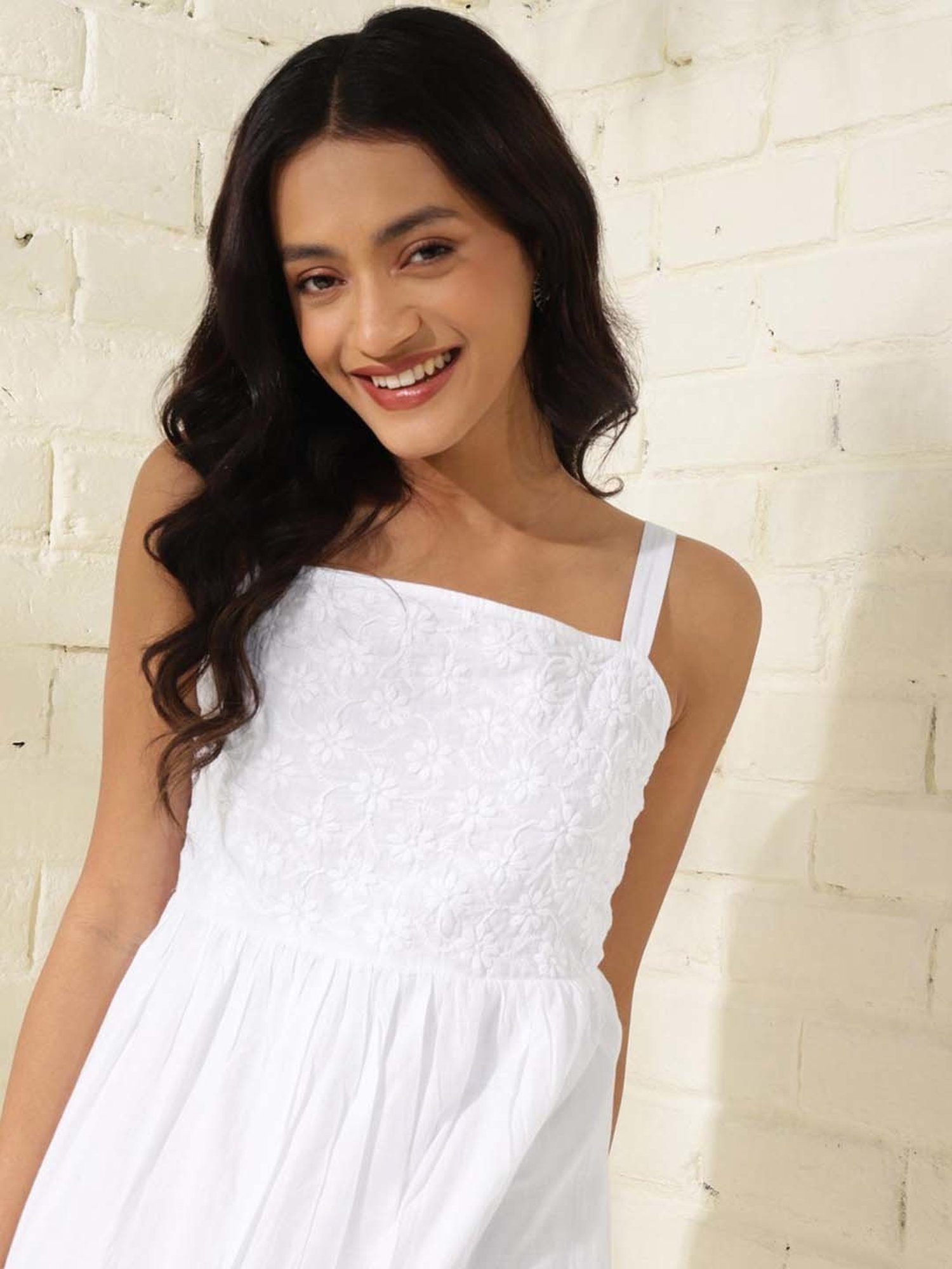 Saffron Threads Black Cotton Floral Print Ethnic Dress