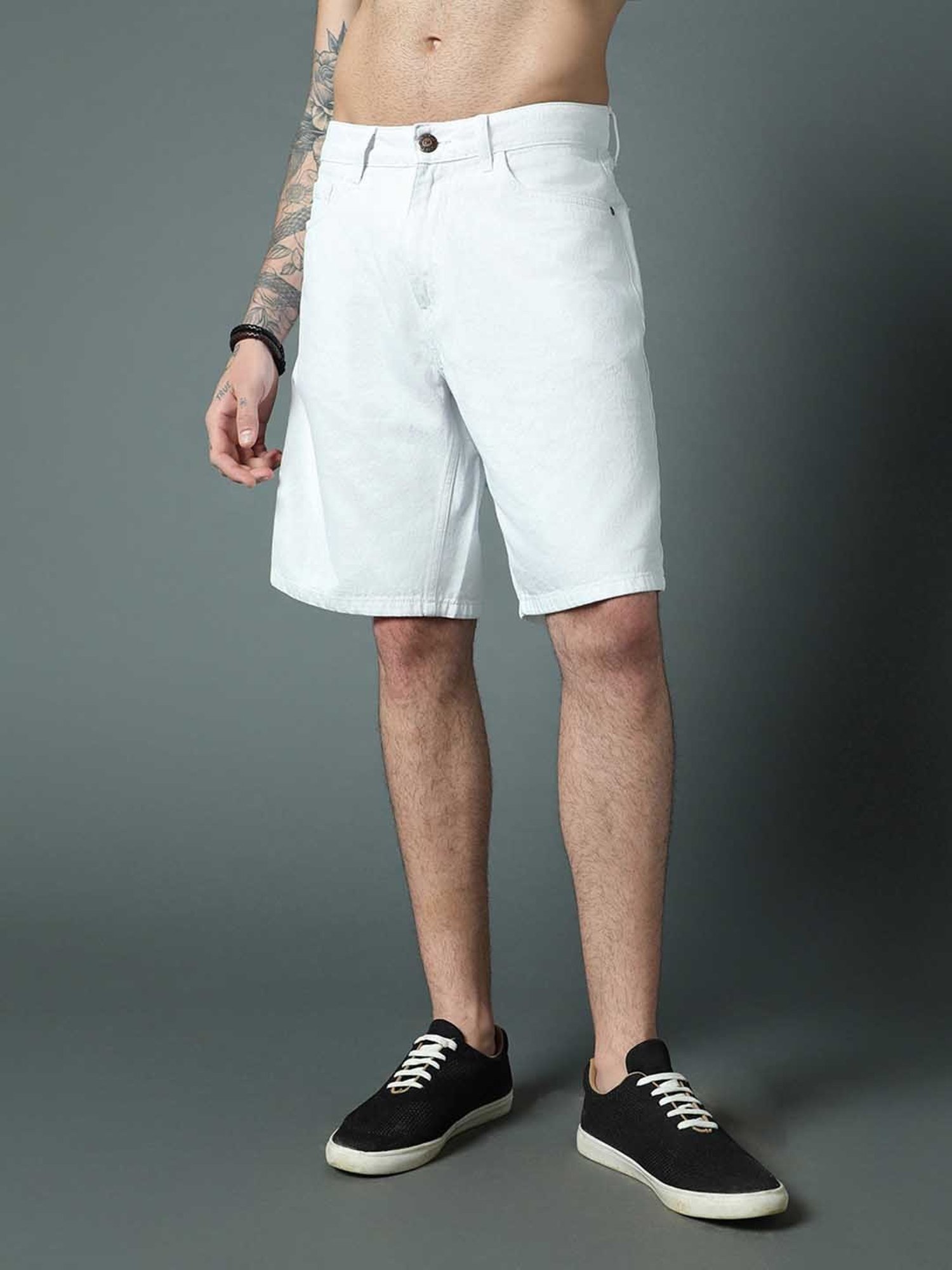 High Star White Regular Fit Shorts
