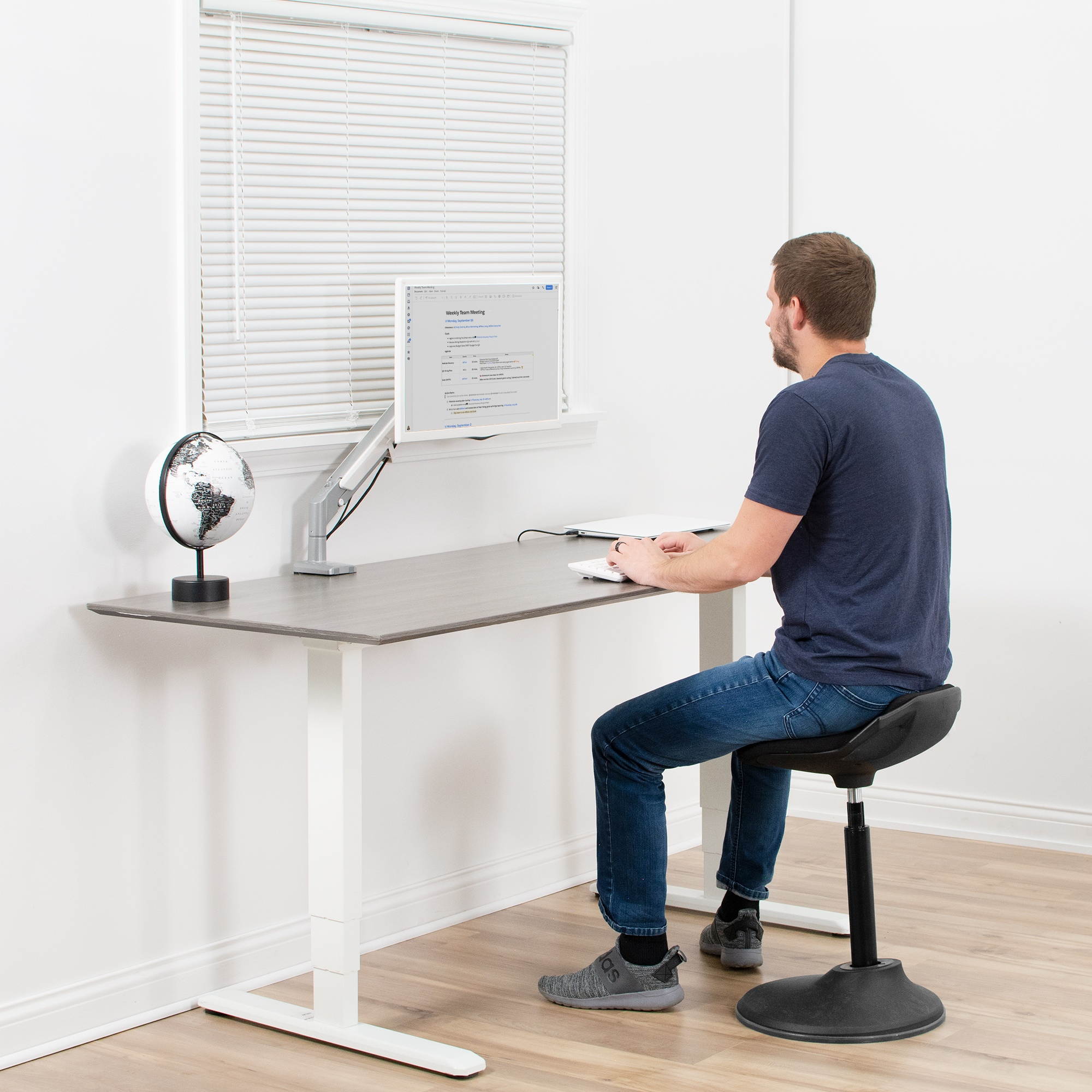 VIVO Aluminum Space Saving Single 17" to 32" Monitor Pneumatic Desk Mount, Counterbalance Arm Stand (STAND-V100A)