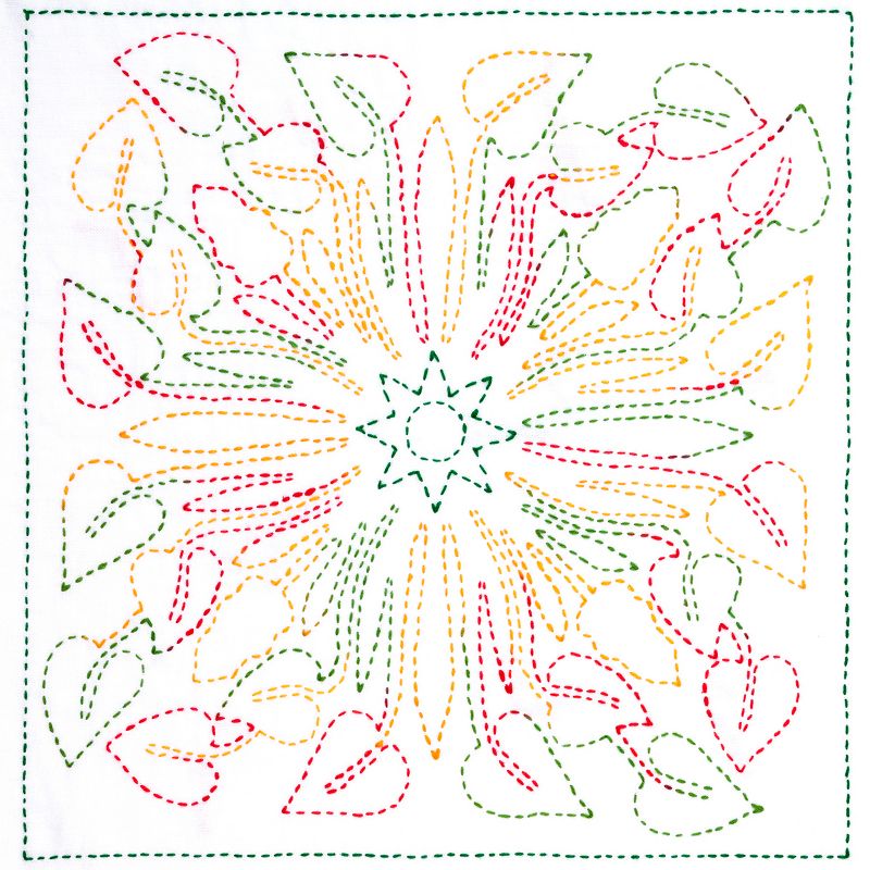 Sashiko World Hawaii Stamped Embroidery Kit-Anthurium