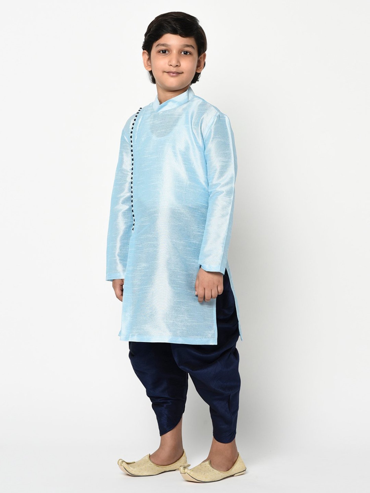 Deyann Kids Blue Solid Full Sleeves Kurta with Patiala