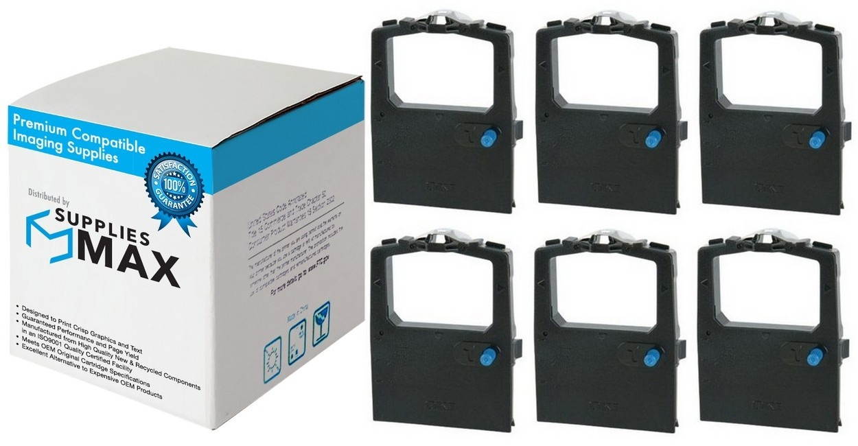 SuppliesMAX Compatible Replacement for Nukote BR106N Black/Red Printer Ribbons (6/PK) - Equivalent to Sharp S800BRC