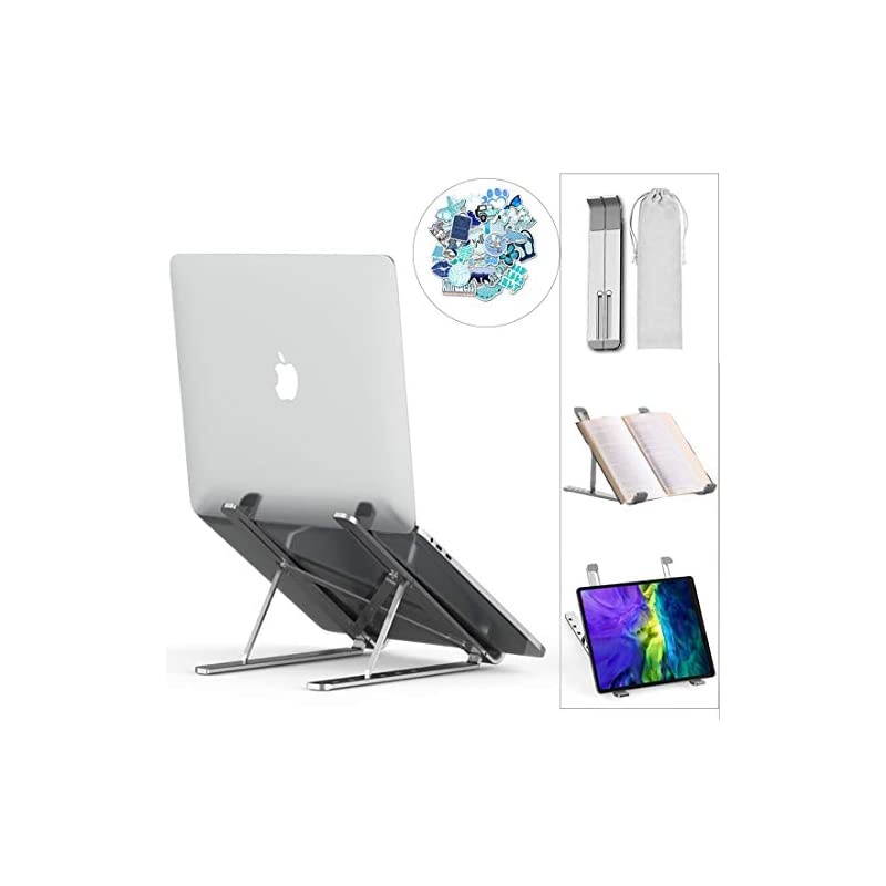 Adjustable Laptop Stand Portable, Adjustable Laptop Stand for Desk Laptop Riser Holder Foldable, Improved Aluminum Alloy Computer Stand for Laptop up to 17.3", Supports 55lbs, Rise Height 6"