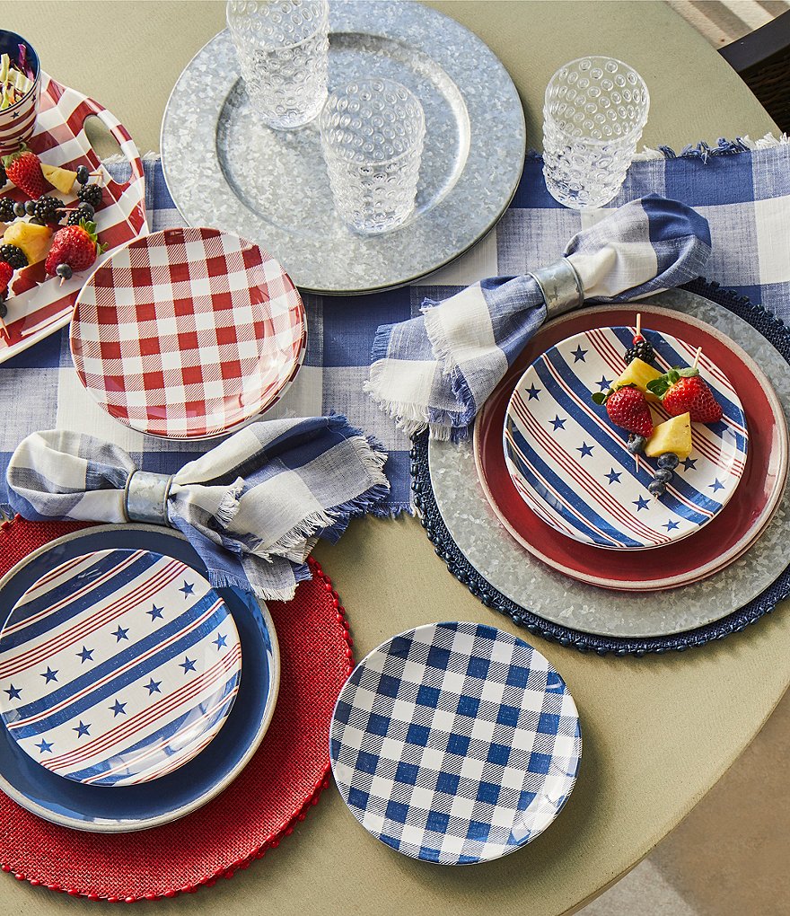 Southern Living Melamine Gingham Salad Plates, Set of 4