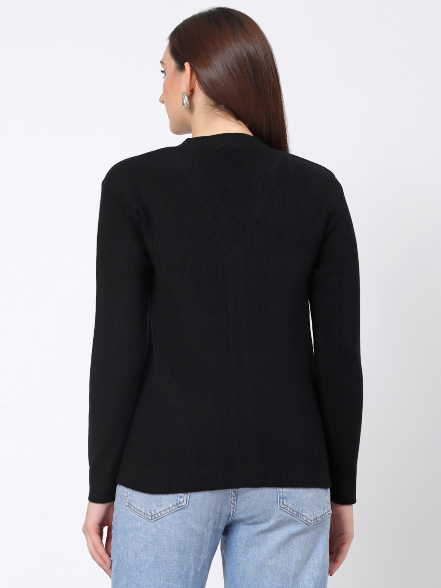 Kalt Black Self Design Cardigan
