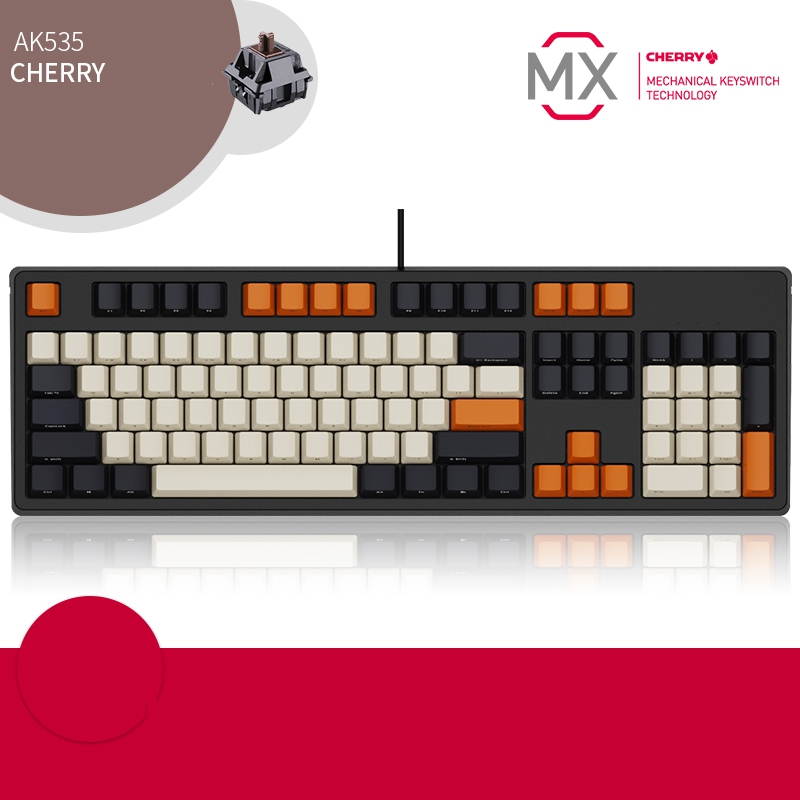 A-jazz AK535  N-key Rollover  Ergonomic Design,Cool Exterior USB Wired Cherry  MX Red Mechanical Gaming  Keyboard For Office And Game,  PBT Keycaps  - Blue Lotus ( No Light Version )
