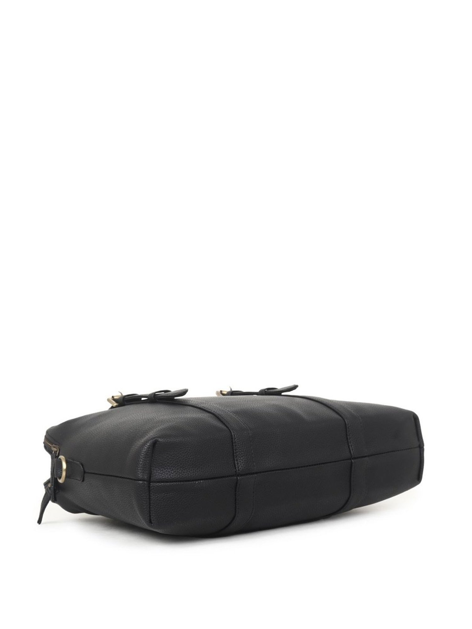 Yelloe Black PU Solid Laptop Messenger Bag