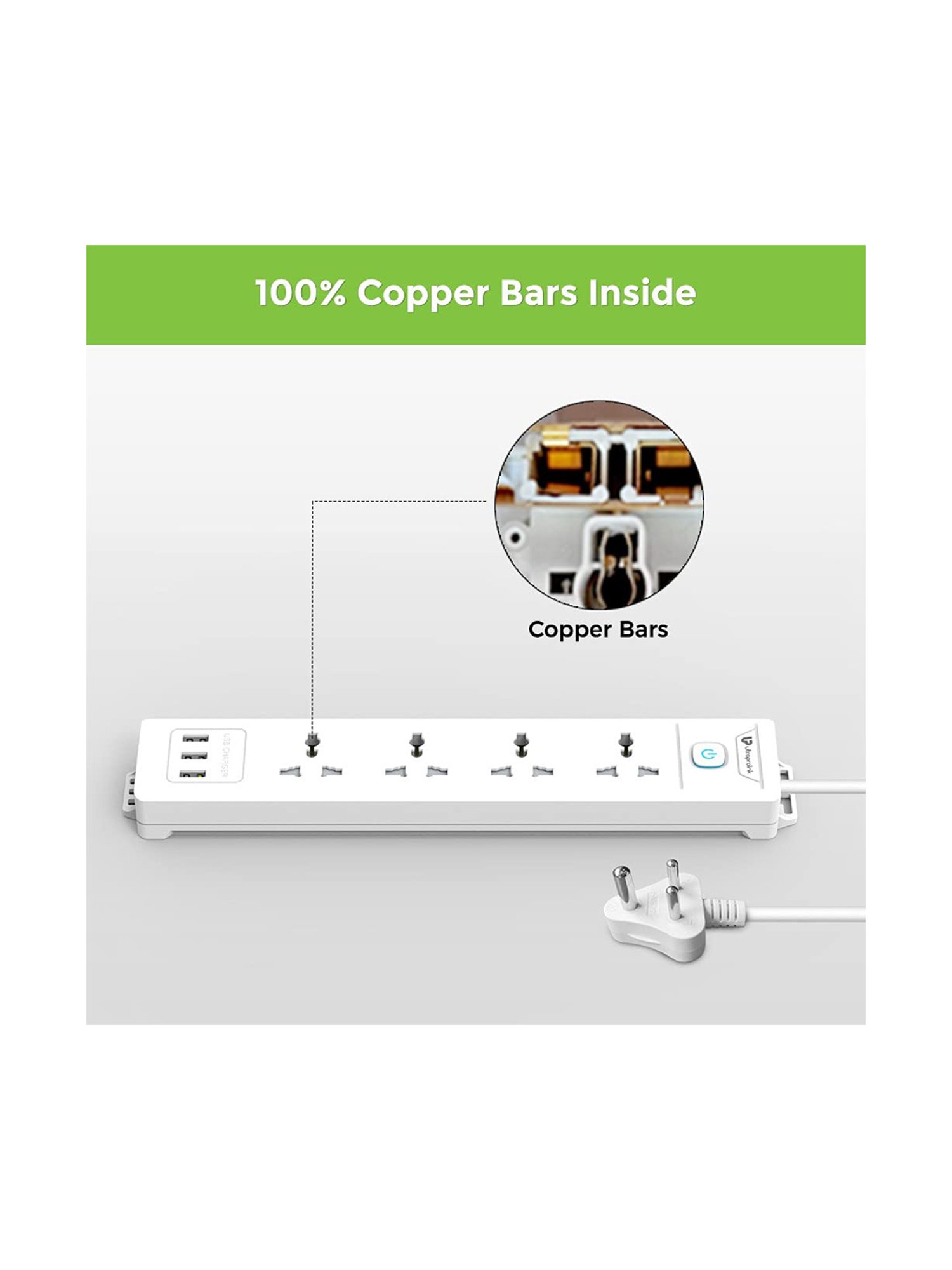 UltraProlink UM1049U Surge Protector 350J with 4 Sockets 3 USB Ports 2500W 2m Cable + Master Switch