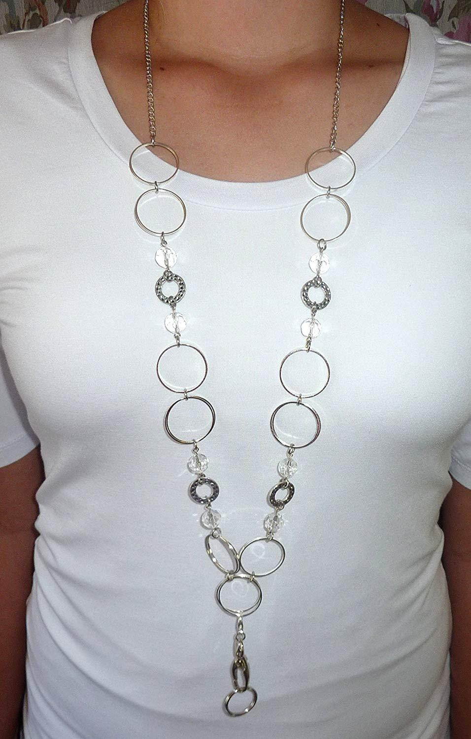 Hello Beautiful! Fashion Lanyard Necklace, Women's super strong chain lanyard for ID badge holder and keys, 36" long (Crystal - Magnetic Breakaway)