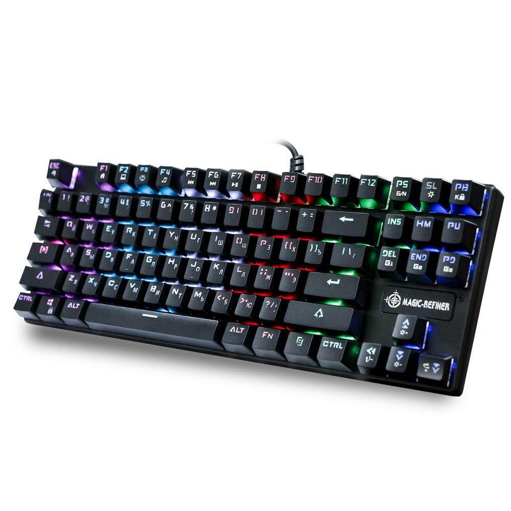 Docooler Mechanical Gaming Keyboard USB Wired RGB Backlight Blue Switch 87 Keys for Gamer Office E-Sports Magic-Refiner