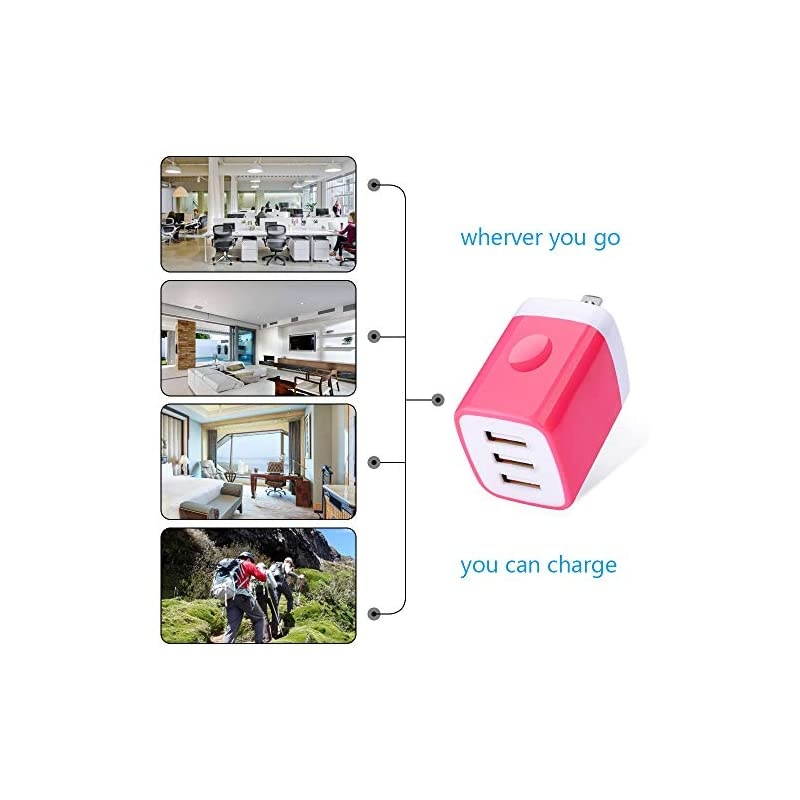 Wall Charger Block  2Pack 3Multi Port USB Wall Charger Plug 31A Power Adapter Charging Block Cube Charger Box Compatible iPhone 11 XS X 8 7 Plus iPad Samsung Galaxy LG HTC Moto Android