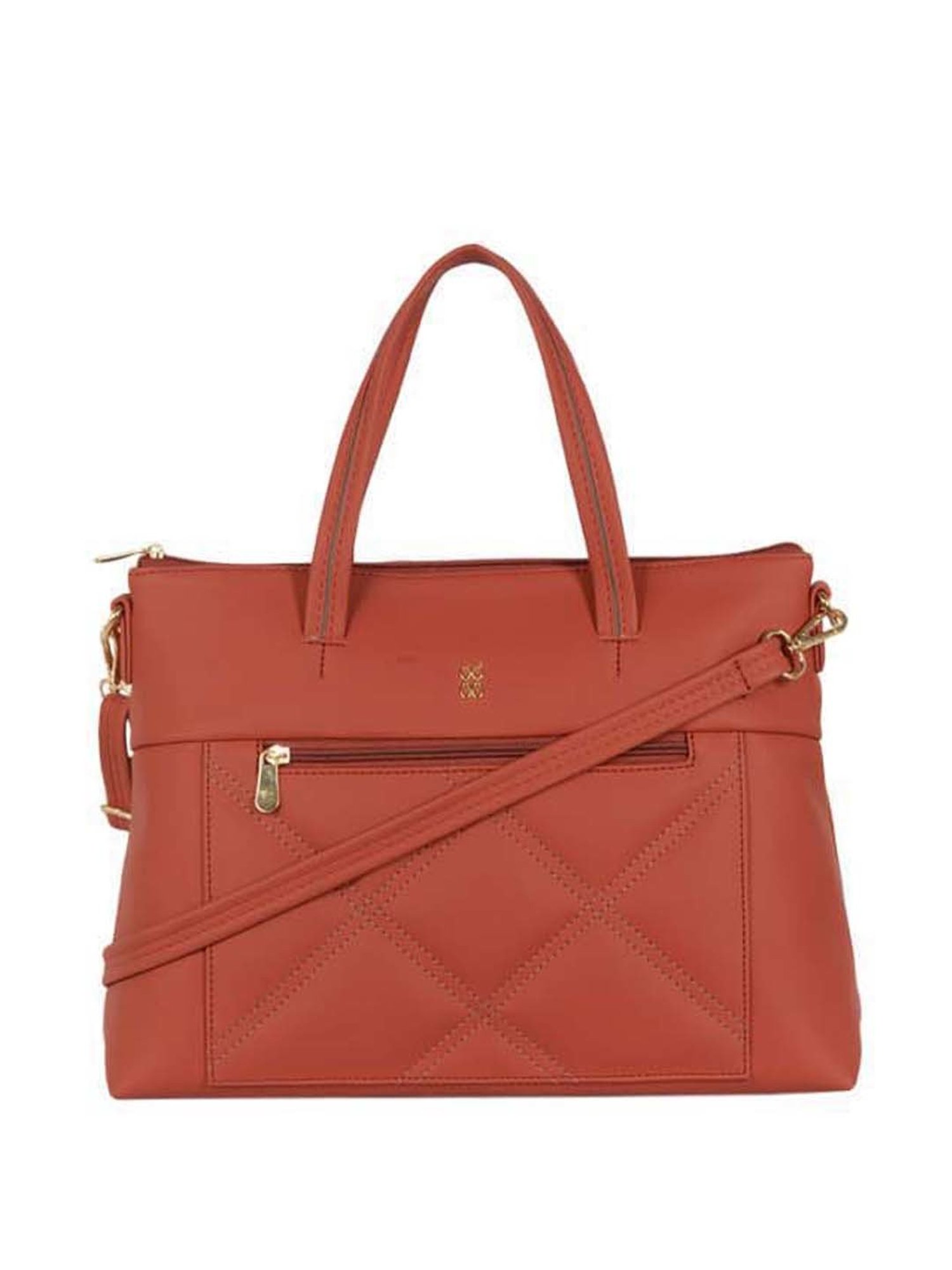 Baggit Orange Quilted Medium Handbag