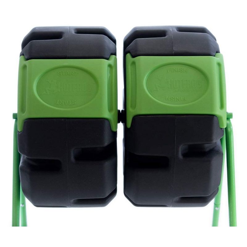 FCMP Outdoor HOTFROG 37 Gallon Plastic Dual Body Rotating Tumbling Composter Bin
