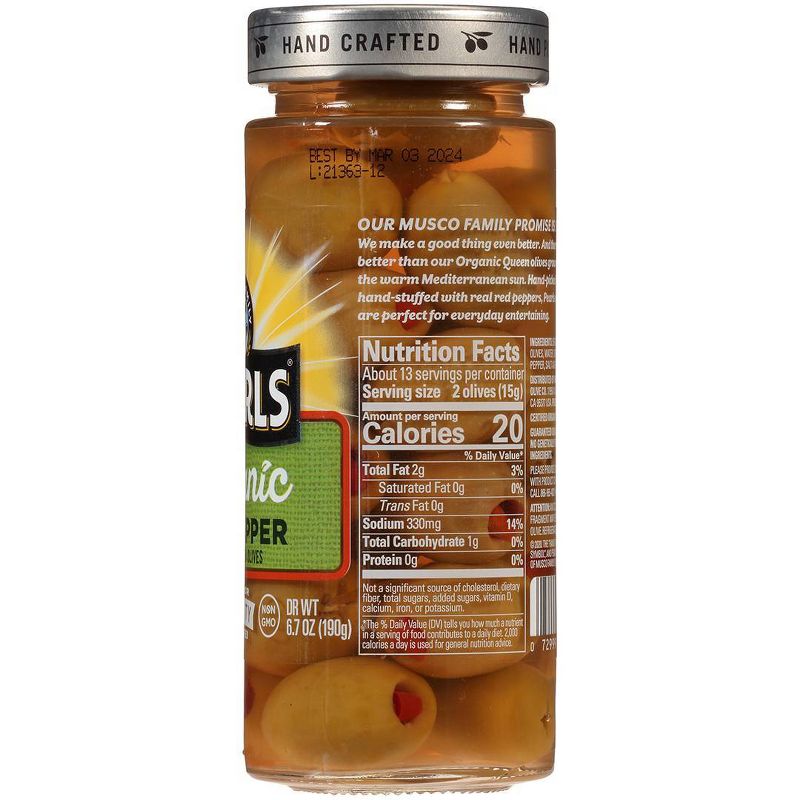 Pearls Organic Red Pepper Stuffed Green Olives - 6.7oz