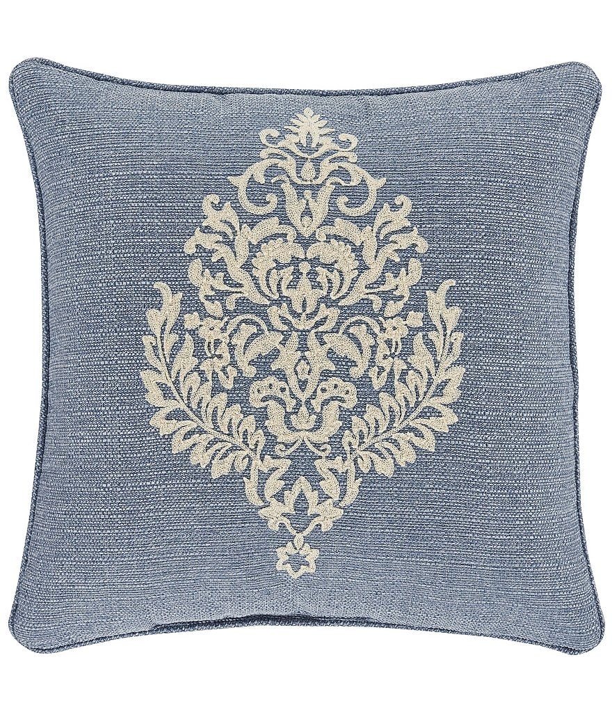 J. Queen New York Aurora Square Damask Embroidered Pillow