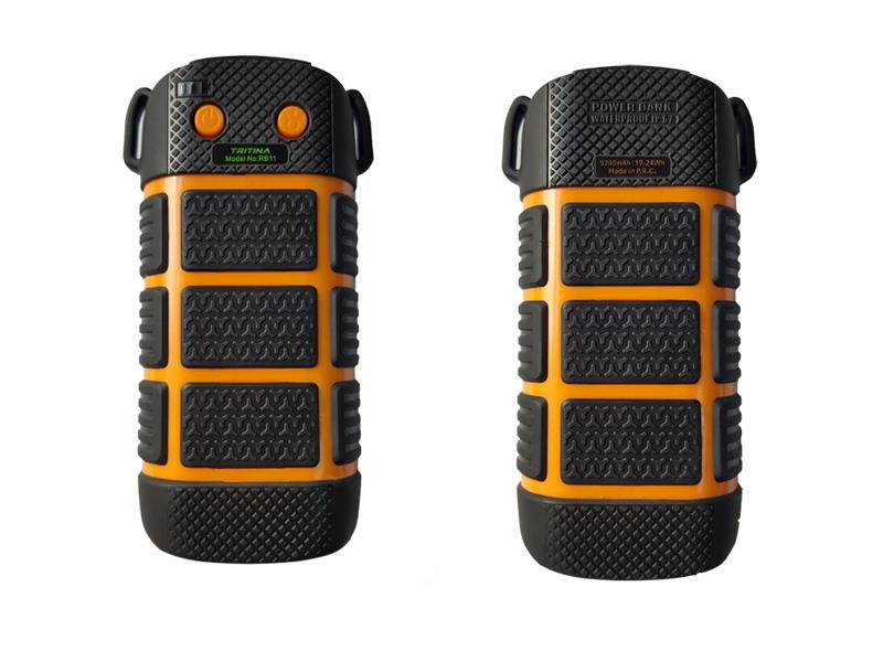 Tritina Waterproof Power bank - LED Light - SOS Signal, 5200mAh Travel Power Backup for Iphone, Smartphone,Safe Battery ---(Orange)