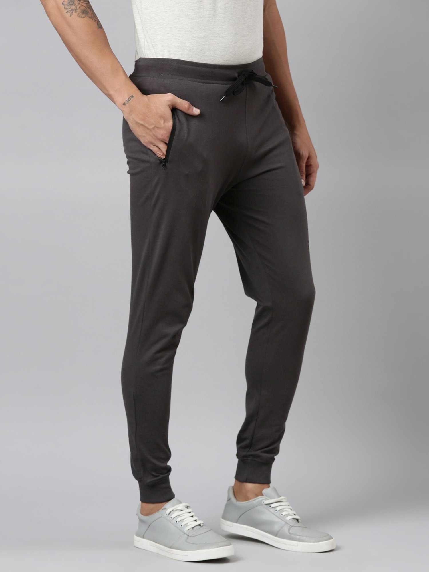 Dixcy Scott Maximus Grey Cotton Regular Fit Sports Joggers