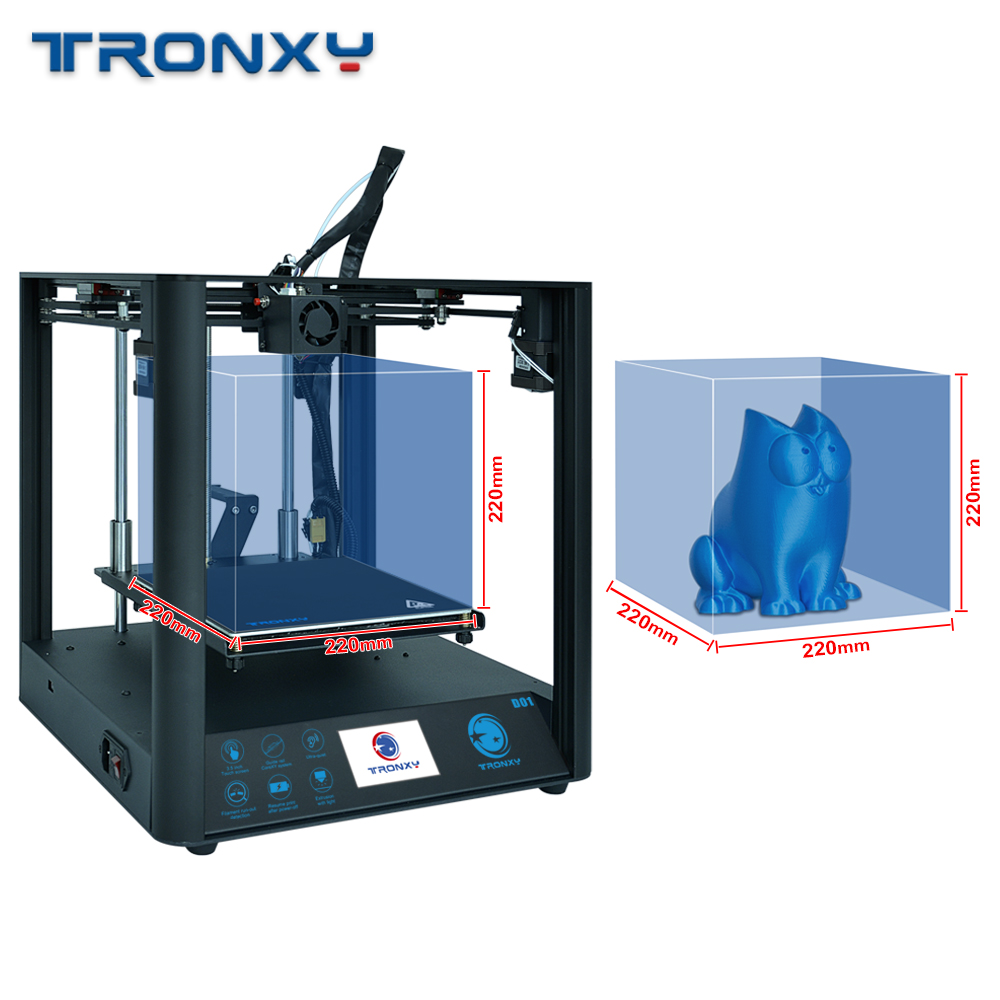 TRONXY D01 Quickly Assemble 3D Printer Ultra Quiet Mode Titan Extruder Acrylic Mask Power Recovery Filament Detection
