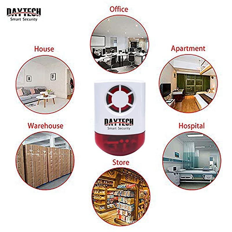 Strobe Siren Panic Alarm Button Siren Alarm with Light for Home Caring Loud Outdoor SOS Alert System 2 Red Flashing Siren and 4 Emergency Button for Store Hotel Jewelry Shop Security