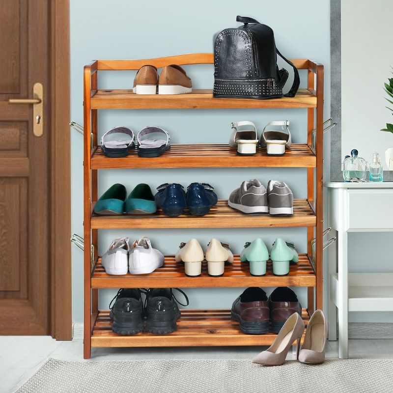 Costway 5-Tier Wood Shoe Rack Freestanding Shoe Storage Organizer Heavy-duty