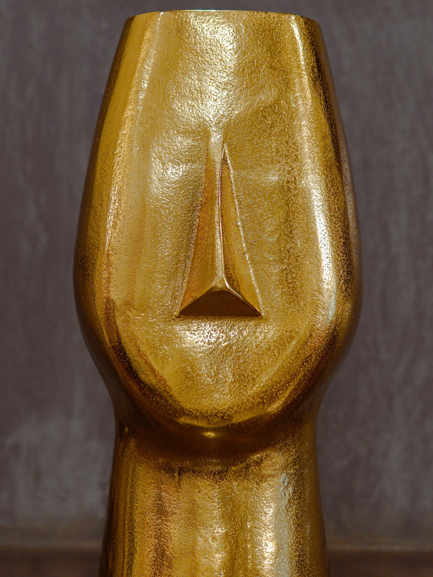 Ambi Quirky Pure Brass Face Flower Vase Table Art (Gold)