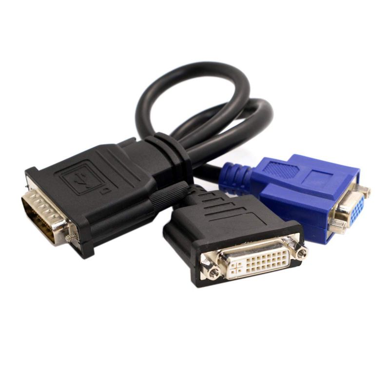CableDeconn DMS 59 Pin VGA DVI Cable, DMS 59 Pin Male to DVI VGA Female Dual Monitor Extension Cable Adapter for LHF Graphics Card (dus 59 pin Dual vga+dvi)